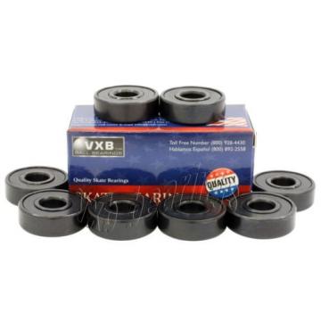 Cool Set of 8 Skateboard Bearing Bronze Cage Sealed Black Ball Bearings Rolling