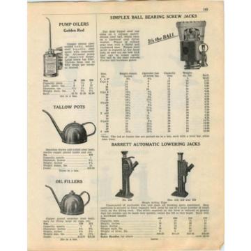 1936 ADVERTISEMENT Barrett&#039;s Auto Car Automobile Jacks Ajax Simplex Ball Bearing