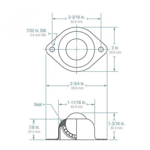 (Case of 10) Hudson Bearings BT-1CS Two-Hole Flange Mounted Ball Transfer Car... #4 image